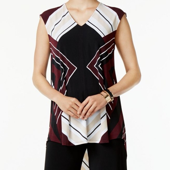 Alfani Tops - Alfani Printed Sleeveless High-Low Tunic